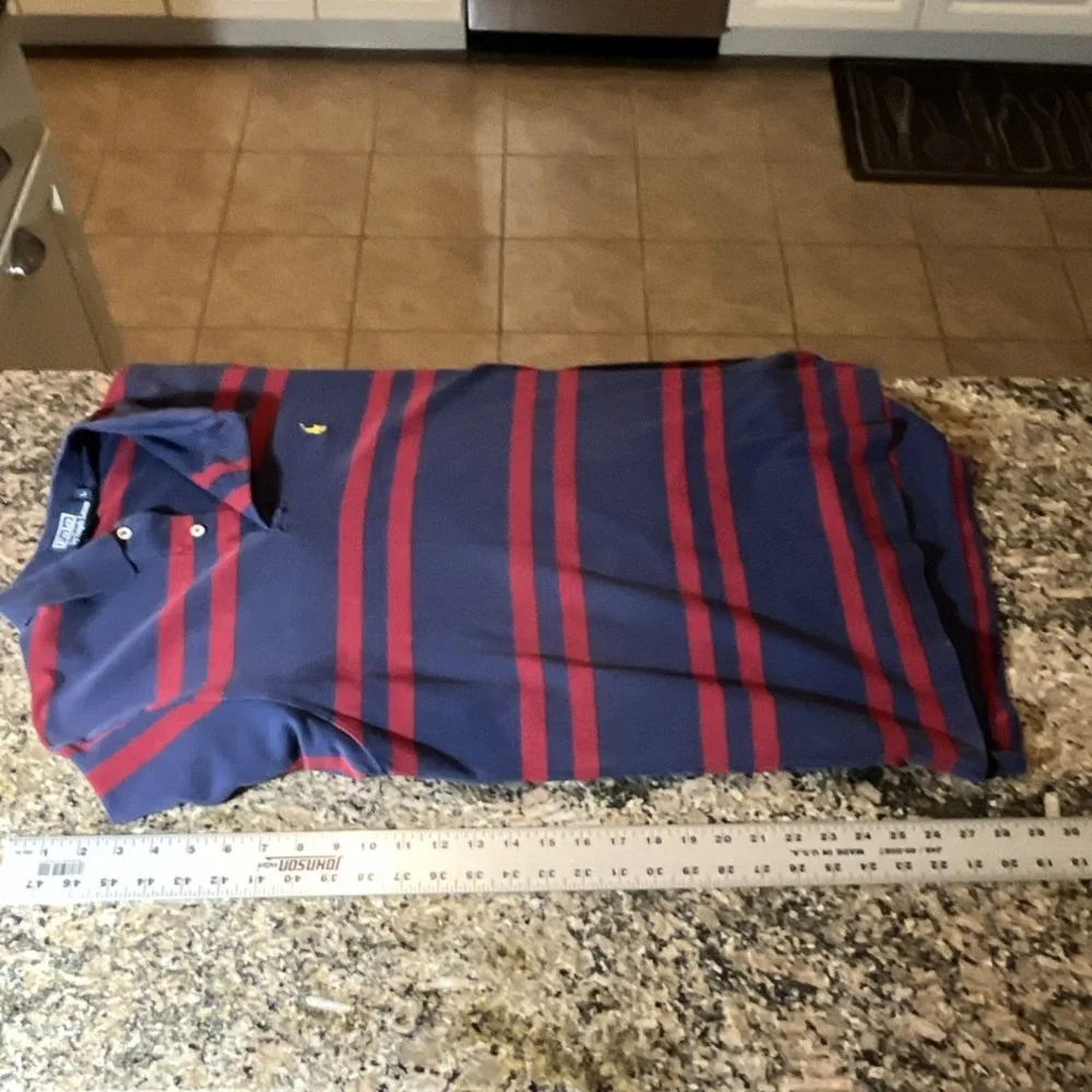 Polo Ralph Lauren Polo Shirt‎ Men's L Blue/Red Striped Cotton Embroidered Logo